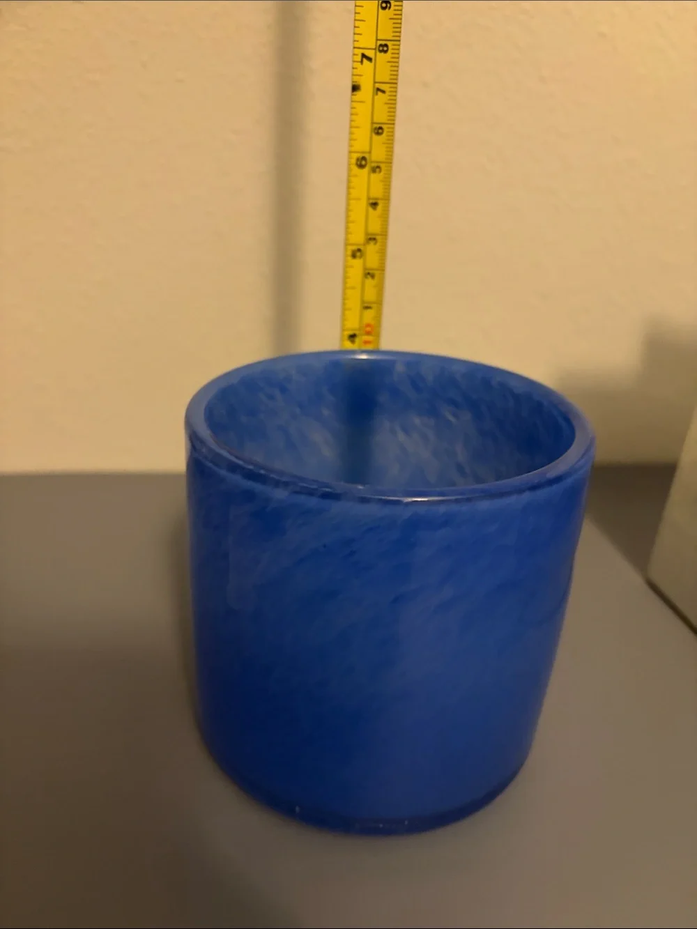 West Elm Blue Glass Candle Holder- Decorative Home Accent